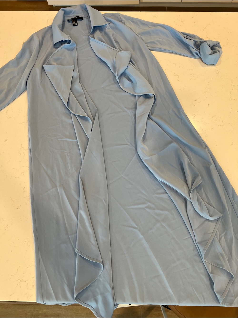 Forever 21 Light Blue Ruffle-Trim Open Front jacket